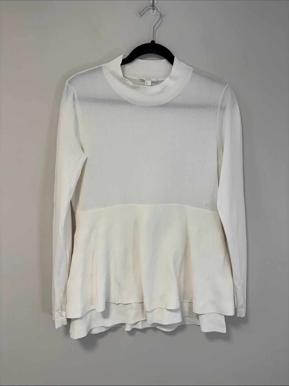 COS Cream Peplum Mock-Neck Tunic
